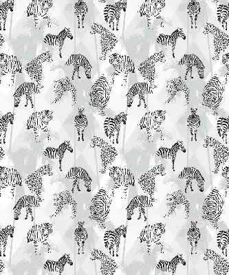 Fabric roller blind with a gray animal pattern