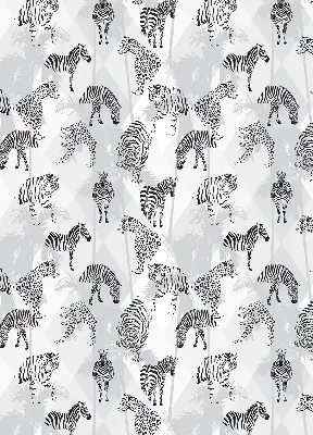 Fabric roller blind with a gray animal pattern
