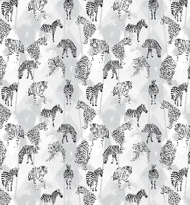 Fabric roller blind with a gray animal pattern