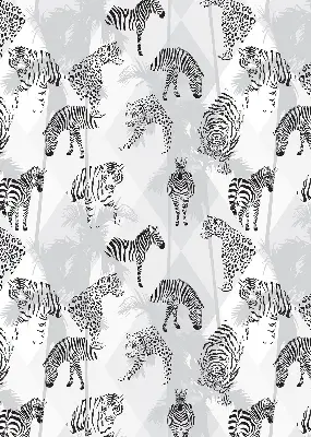 Fabric roller blind with a gray animal pattern