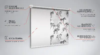 Fabric roller blind with a gray animal pattern