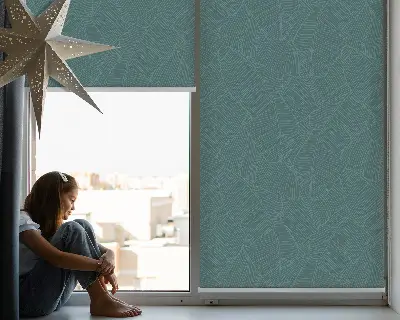 Modern roller blind with green palm leaves pattern