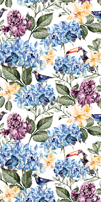 Modern roller blind Toucans and flowers