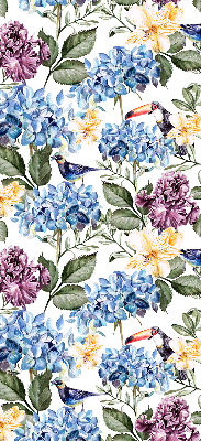 Modern roller blind Toucans and flowers