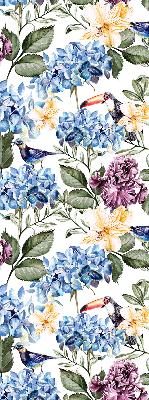 Modern roller blind Toucans and flowers