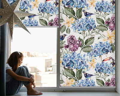 Modern roller blind Toucans and flowers