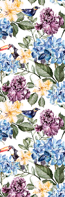 Modern roller blind Toucans and flowers