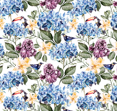 Modern roller blind Toucans and flowers