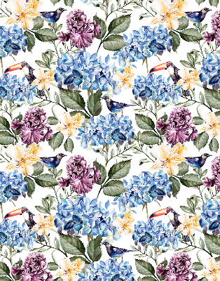 Modern roller blind Toucans and flowers