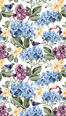Modern roller blind Toucans and flowers