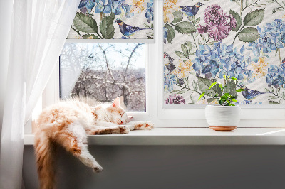 Modern roller blind Toucans and flowers