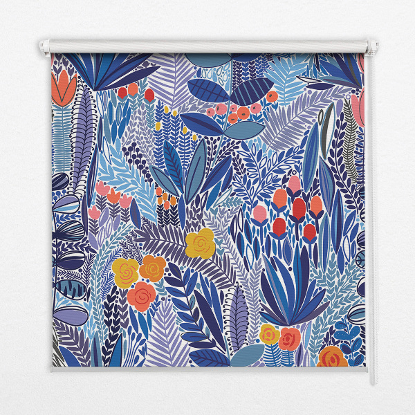 Roller blind for large window Colorful plants