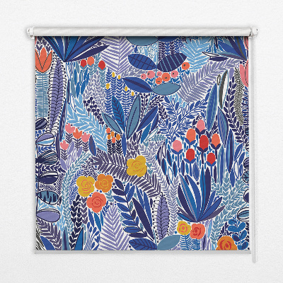 Roller blind for large window Colorful plants