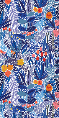Roller blind for large window with colorful plant print