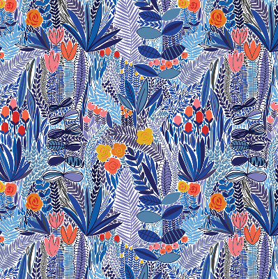 Roller blind for large window Colorful plants
