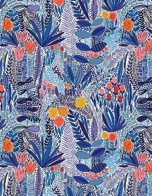 Roller blind for large window Colorful plants