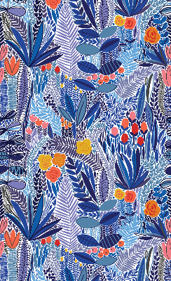 Roller blind for large window with colorful plant print