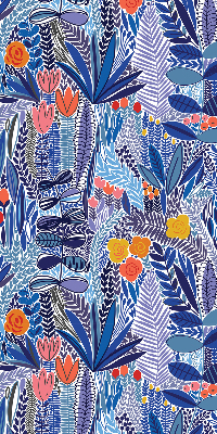 Roller blind for large window with colorful plant print