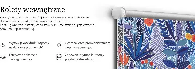 Roller blind for large window with colorful plant print