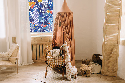 Roller blind for large window Colorful plants