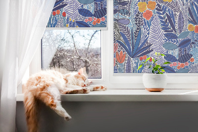 Roller blind for large window Colorful plants