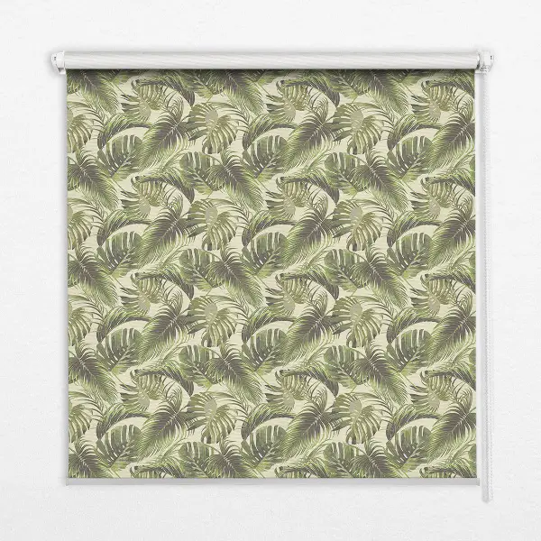 Fabric roller blind with a flower leaves pattern