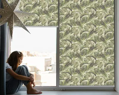 Fabric roller blind with a flower leaves pattern
