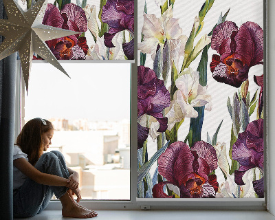 Roller blind for large windows with little flowers pattern