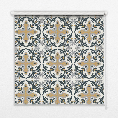 Fabric roller blind with Moroccan tile pattern