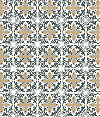 Fabric roller blind with Moroccan tile pattern