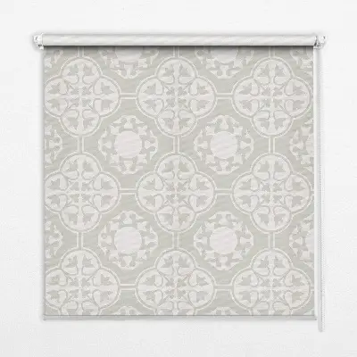 Roller blind with a Moroccan tile pattern