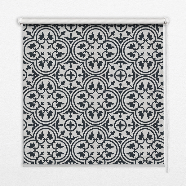 Fabric roller blind with Portuguese tile pattern