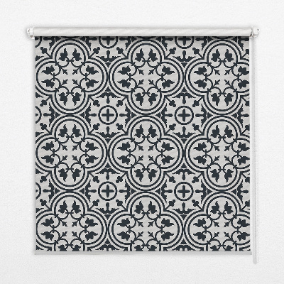Fabric roller blind with Portuguese tile pattern