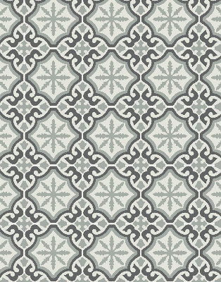 Fabric roller blind with moroccan tile print
