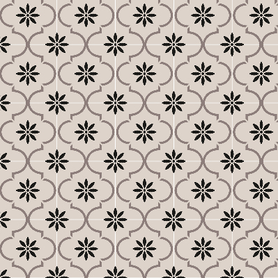 Modern roller blind with a Moroccan flower-shaped tile pattern