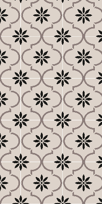 Modern roller blind with a Moroccan flower-shaped tile pattern