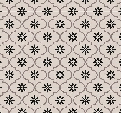 Modern roller blind with a Moroccan flower-shaped tile pattern