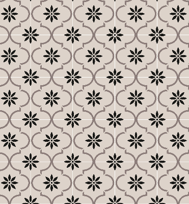 Modern roller blind with a Moroccan flower-shaped tile pattern
