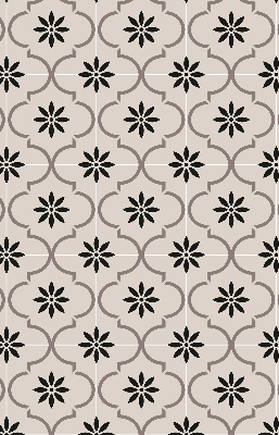 Modern roller blind with a Moroccan flower-shaped tile pattern