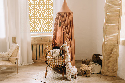 Roller blind for large window with Portuguese folk tile pattern