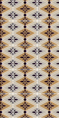 Roller blind for large window with flower in a rhombus pattern
