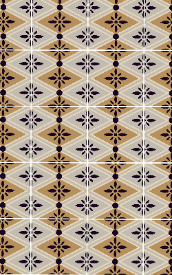 Roller blind for large window with flower in a rhombus pattern