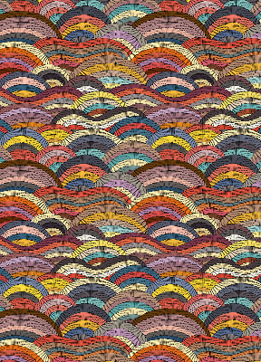 Roller blind for large window Waves and semicircles