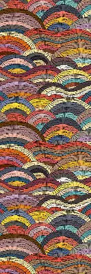 Roller blind for large window with waves and semicircles pattern