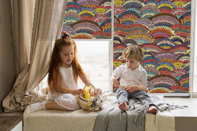 Roller blind for large window Waves and semicircles