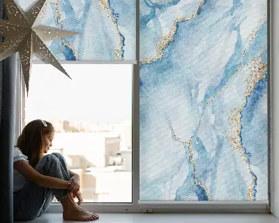 Modern roller blind in blue marble