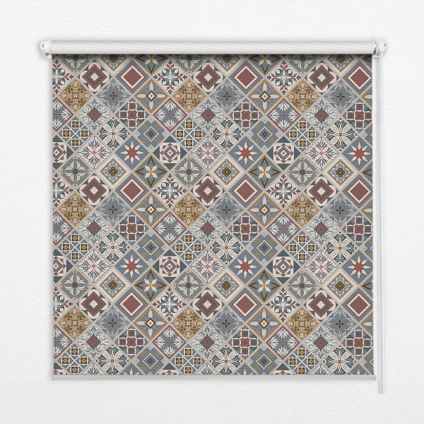 Roller blind for large windows with decorative rhombus pattern