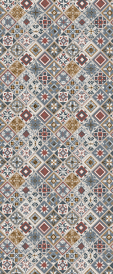Roller blind for large windows with decorative rhombus pattern