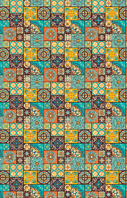 Fabric roller blind with a colorful mandala print