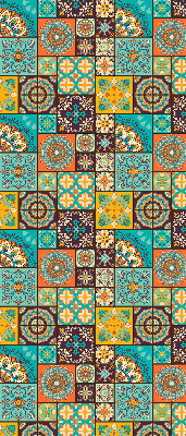 Fabric roller blind with a colorful mandala print